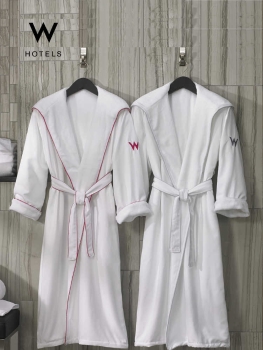 Hospitality Microfiber & Fleece Double Layer Bath Robe Hood Dressing Gown