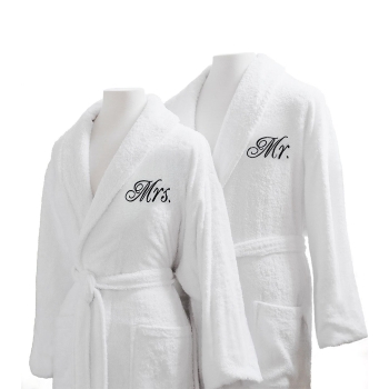 Fun Gifts -Egyptian Cotton Shawl Collar Terry Couple Robe Set
