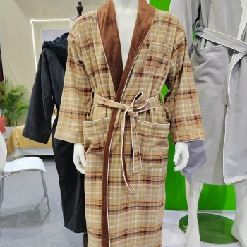 British Style Plaid Design With Plush Flannel Inner Double layer Robes Unisex