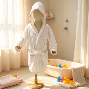 Personalized 100% Cotton Terry Color Kids Bathrobe with Trim