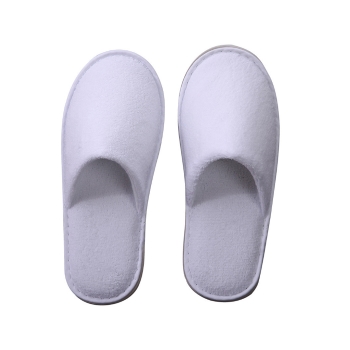 Personalized logo White Coral Fleece Hotel Disposable Slipper Closed Toe 