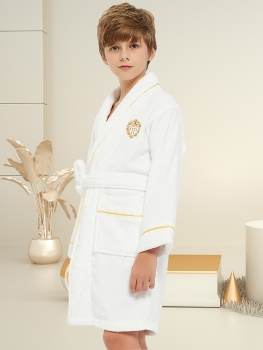 Wholesale Customized Piped 100% Cotton Hotel Robes for Kids 