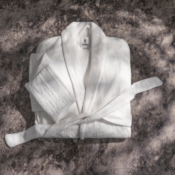 Luxurious Waffle Diamond Fabric Lined Terry Cloth Double Layer Shawl Collar Robe