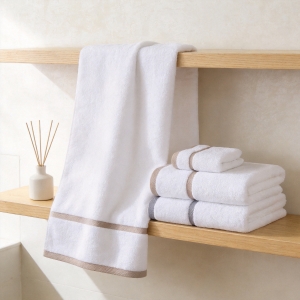 Premium Colored Border 100% Cotton Hotel Towel Set