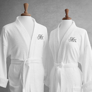 Custom Monogram 100% Egyptian Cotton Terry Cloth Bathrobes, Set of Robes