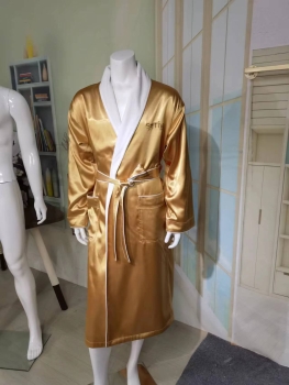 Silky Satin Fabric Lined with Plush Double Layer Bathrobe Spa