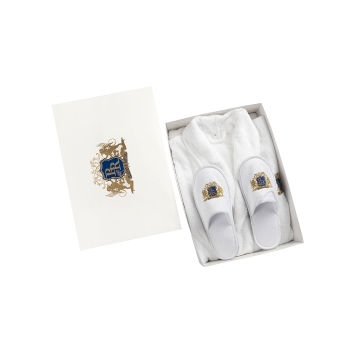Men's 100% Egyptian Cotton Terry Shawl Collar  Bathrobe & Slipper Gift Set