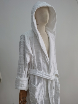 Personalized Embossed Logo 100% Cotton Terry Toweling Hooded Bath Robes