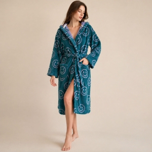 Luxury Bathrobe Soft Absorbent 100% Cotton Terry Robe With Hood Oeko Tex 100 Long Women Dressing Gown