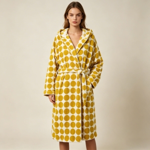 Yarn Dyed Jacquard Bathrobe Custom for Home Wear High Quality 100% Cotton Terry Loop Bathrobe Wave Point Women Sleepwear