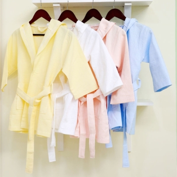 Personalized Embroidered 100% Combed Cotton Waffle Hooded Robe Children